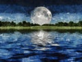 Full moon over landscape Royalty Free Stock Photo