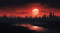 Full moon over the metropolis Royalty Free Stock Photo