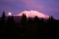 Full moon over Mount Shasta