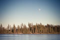 Full moon over mountain lake Royalty Free Stock Photo