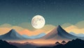 full moon over mountains Royalty Free Stock Photo