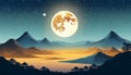 full moon over mountains Royalty Free Stock Photo