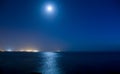 Full moon over ocean Royalty Free Stock Photo