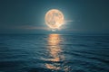 Full Moon Over Ocean Royalty Free Stock Photo