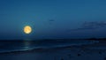 full moon over the ocean Royalty Free Stock Photo