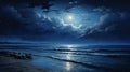 Full Moon Over the Ocean Royalty Free Stock Photo