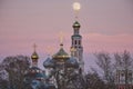 Full Moon Over The Orthodox Monastery Royalty Free Stock Photo