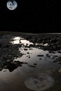 Full moon over rocky beale beach Royalty Free Stock Photo