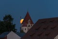 Full moon over the roofs and towers of Regensburg, Germany Royalty Free Stock Photo