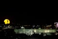 Full moon over the Royal Palace of Madrid. Royalty Free Stock Photo