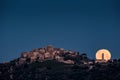 Full moon over Sant`Antonino in Corsica Royalty Free Stock Photo