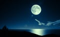 Full moon over sea Royalty Free Stock Photo