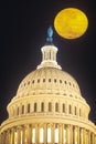 Full Moon Over United States Capitol Building Dome, Washington, D.C. Royalty Free Stock Photo