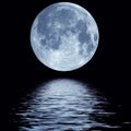Full moon over water Royalty Free Stock Photo