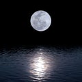 Full moon over water Royalty Free Stock Photo