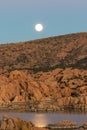 Full Moon Over Watson Lake Royalty Free Stock Photo