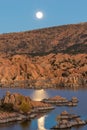 Full Moon Over Watson Lake Prescott Arizona Royalty Free Stock Photo