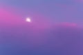 Full moon and pink clouds at sunset. Nature background. Soft focus Royalty Free Stock Photo