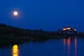 Full Moon And Ptuj Castle, Slovenia Royalty Free Stock Photo