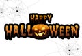 Full moon with pumpkins and ghost,Sign party happy Halloween night background Royalty Free Stock Photo