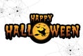 Full moon with pumpkins and ghost,Sign party happy Halloween night background Royalty Free Stock Photo