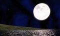 Full moon Reflected on the surface of the sea or ocean. The night of the 15th lunar day or the Mid-Autumn Festival The stars fill Royalty Free Stock Photo