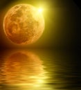 Full moon reflected in water Royalty Free Stock Photo