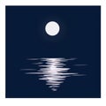 Full Moon Reflecting in Calm Ocean at Night with Dreamy Blue Landscape Backdrop Royalty Free Stock Photo