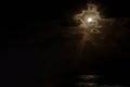 Full moon with reflection over the sea Royalty Free Stock Photo