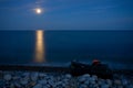 Full moon with reflection on sea Royalty Free Stock Photo