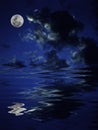 Full moon reflection in the water