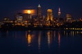 Full Moon Rises Over Cleveland Ohio