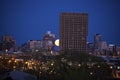 Full Moon rising behind UIC building in Chicago Royalty Free Stock Photo