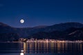 Full moon over St Florent in Corsica Royalty Free Stock Photo