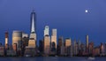 Full Moon Rising Over Lower Manhattan at Blue Hour