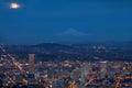 Full Moon Rising Over Portland Cityscape Royalty Free Stock Photo