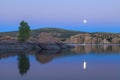 Watson Lake Moonrise Reflection Royalty Free Stock Photo