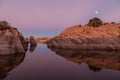 Willow Lake Moonrise Reflection Prescott Arizona Royalty Free Stock Photo