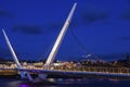 Full moon rising by Peace Bridge in Derry Royalty Free Stock Photo