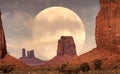 Full Moon rising on it`s Perigee in Monument Valley Royalty Free Stock Photo