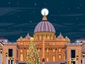 Full moon christmas at saint peter basilica Vatican illustration