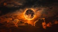A full moon is seen through a cloudy sky, AI Royalty Free Stock Photo