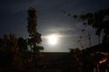 The full moon shines in June at night. Berlin, Germany