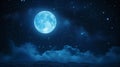 A full moon is shining brightly in the night sky, AI Royalty Free Stock Photo