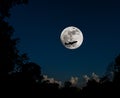 full moon and silhouette plane . Royalty Free Stock Photo