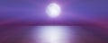 full moon in the sky background reflection in the sea ocean water. 3D render Royalty Free Stock Photo