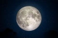 Full Moon in space with dark cloud in night sky.