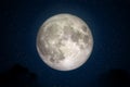 Full Moon in space with dark cloud in night sky. Royalty Free Stock Photo