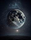 Full moon and stars constellation. Stars of a planet and galaxy in a free space Elements of this image furnished by NASA Royalty Free Stock Photo