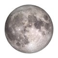 Full Moon view from space isolated on white background. Royalty Free Stock Photo